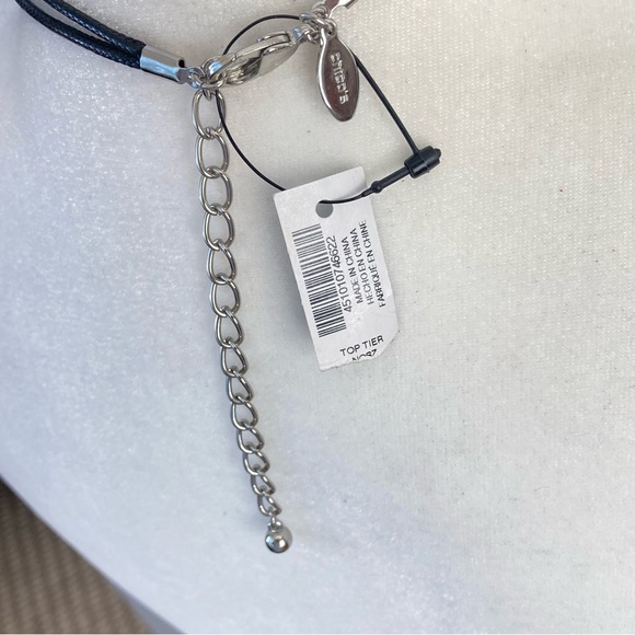 Chico’s Hammered Silver Long Necklace Black Cord - Picture 9 of 9